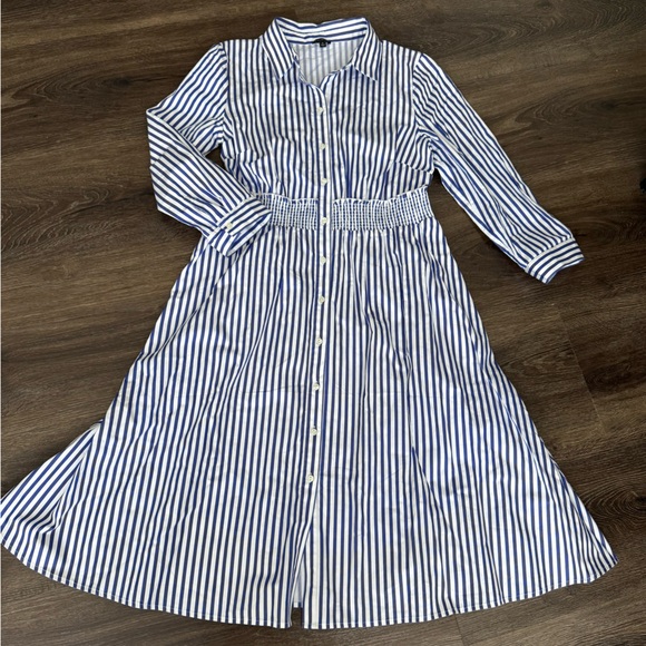 Talbots Dresses & Skirts - Talbots Blue and White Striped Shirt. New! 100% cotton.